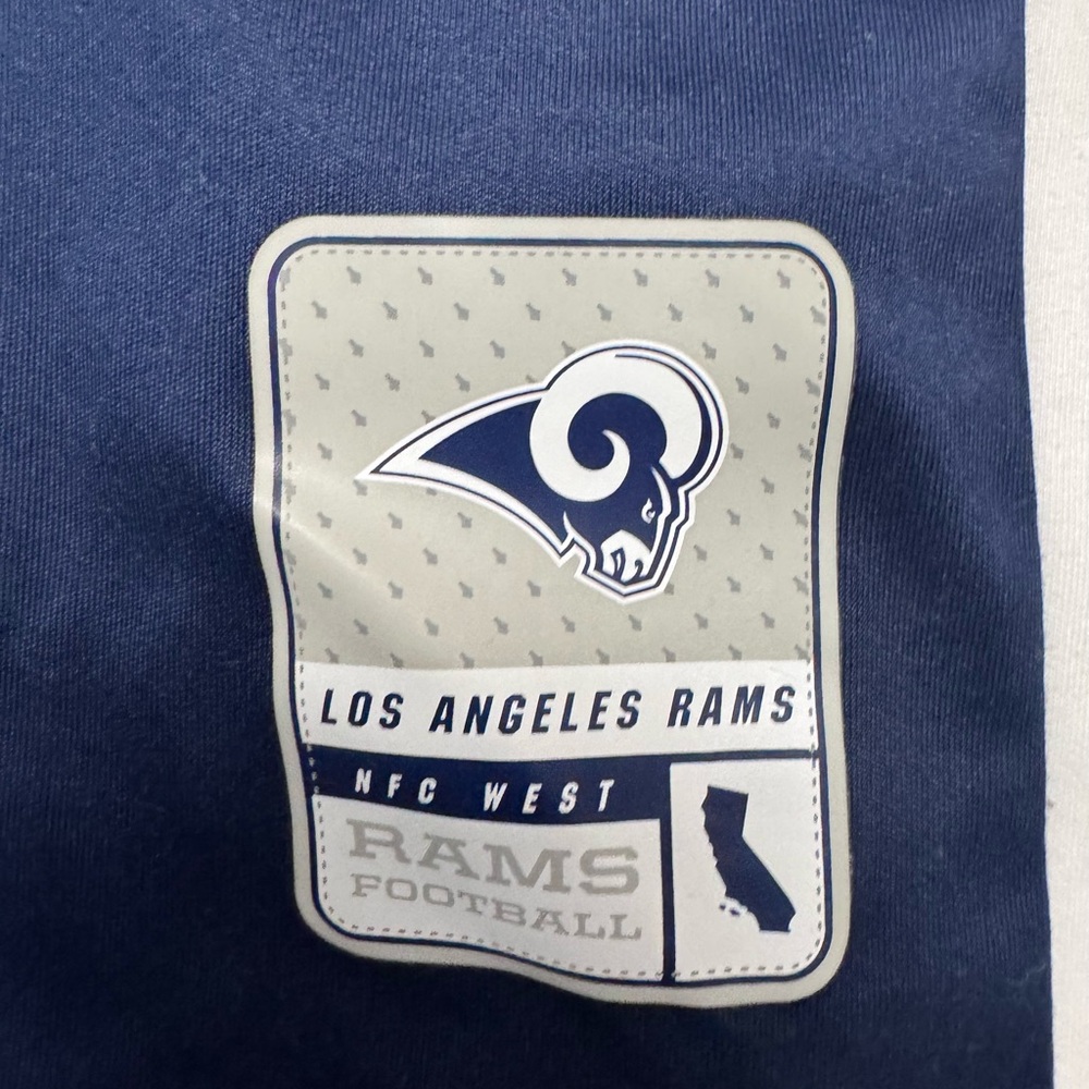 Los Angeles Rams Majestic Navy and White Lace-Up Athletic Jersey Top - Picture 4 of 5